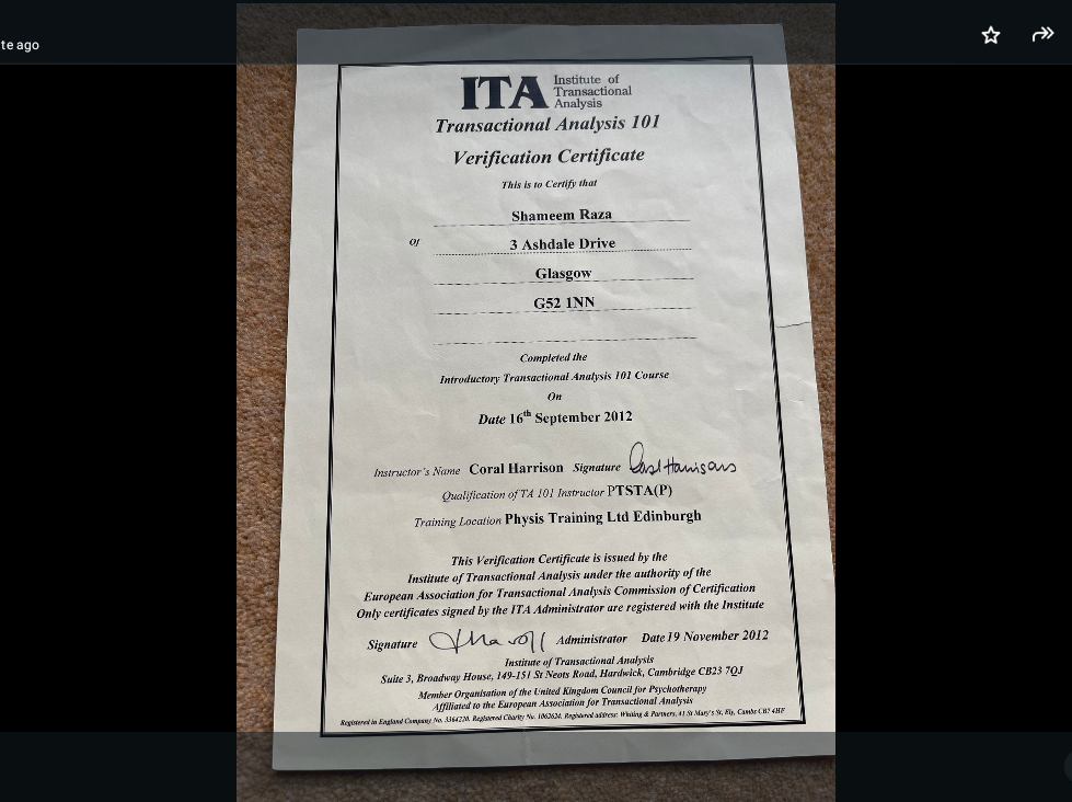 TA Certificate